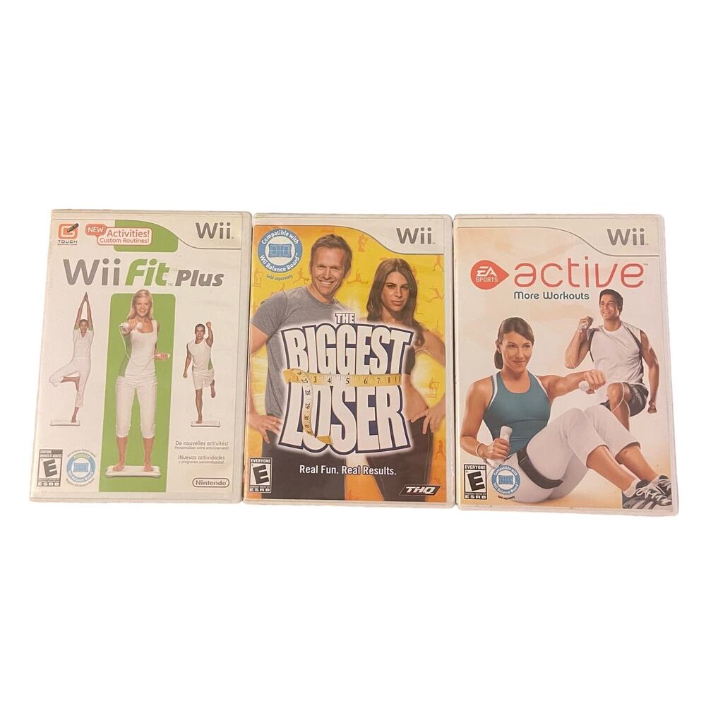 Wii Workout DVDs (3) Wii Fit Plus, Biggest Loser, Active More Videos